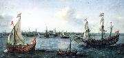 VROOM, Hendrick Cornelisz. The Harbour in Amsterdam we oil painting reproduction